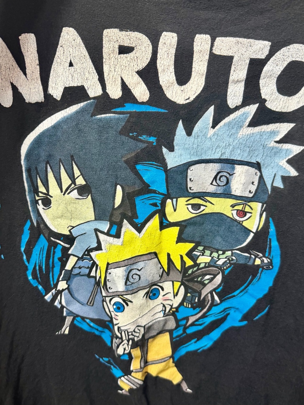 Naruto Shippuden Men’s Large Naruto Sasuke Kakashi Graphic T-Shirt Black